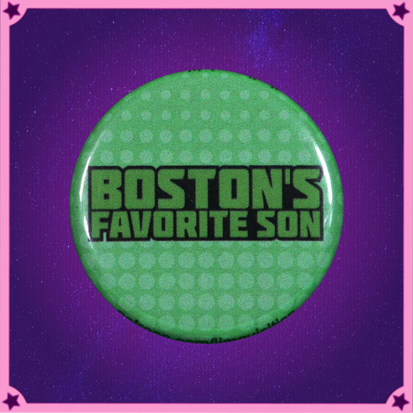 Boston's Favourite Son logo, light green text reading 