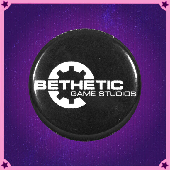 Parody logo of Bethesda Softworks, reading Bethetic in black text on white background